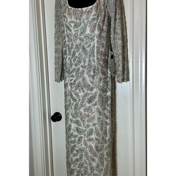 Mac Duggal NWT size 10 ivory floral beaded dress style 5424 - Picture 9 of 13